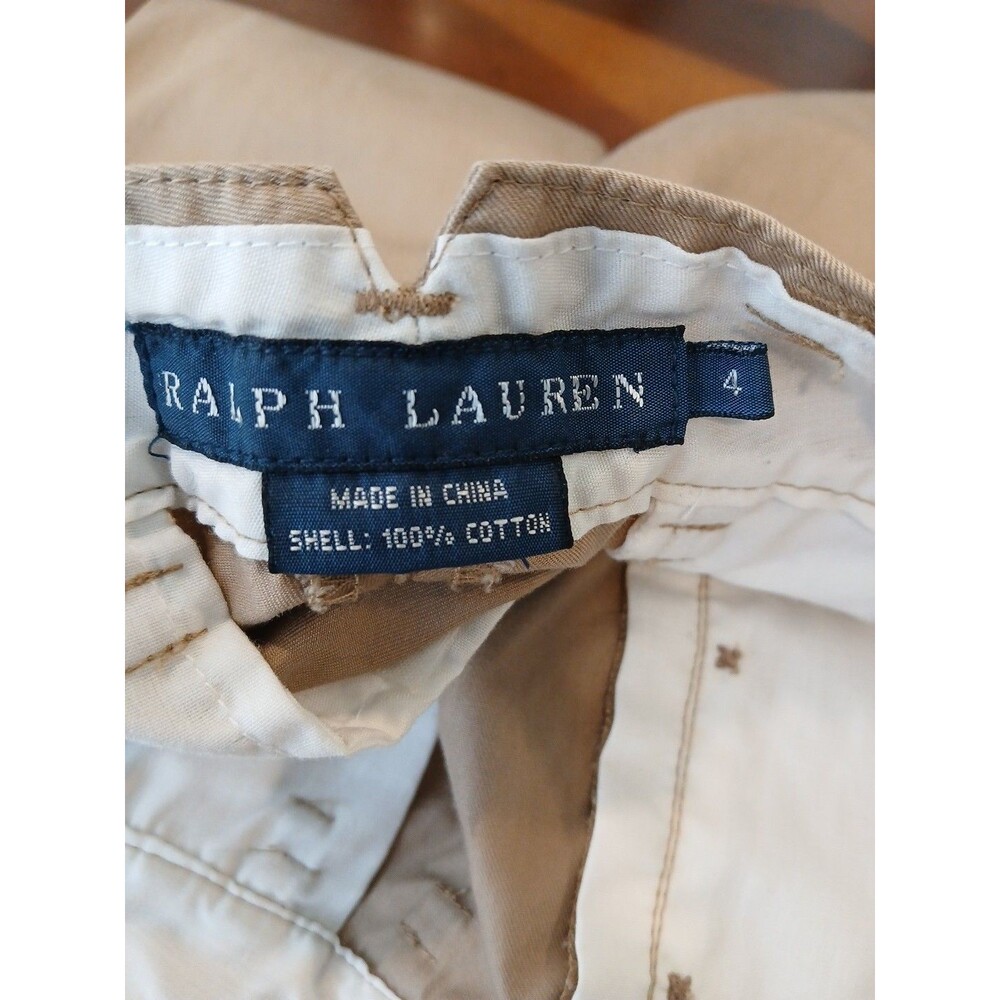 Ralph Lauren Size 4 Lightweight Beige Tan Khaki Chino Pants Pleated Button Fly - Picture 6 of 10